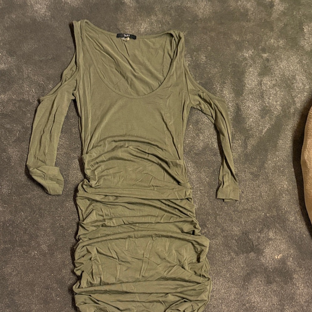 Tart Olive Cutout Shoulder Long Sleeve Dress